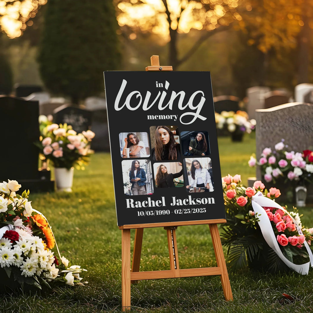 In Loving Memory Photo Collage Poster – Personalized Memorial Tribute with 6 Photos - iCustomLabel