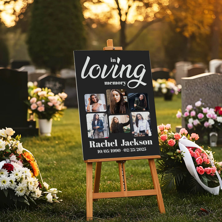 In Loving Memory Photo Collage Poster – Personalized Memorial Tribute with 6 Photos - iCustomLabel