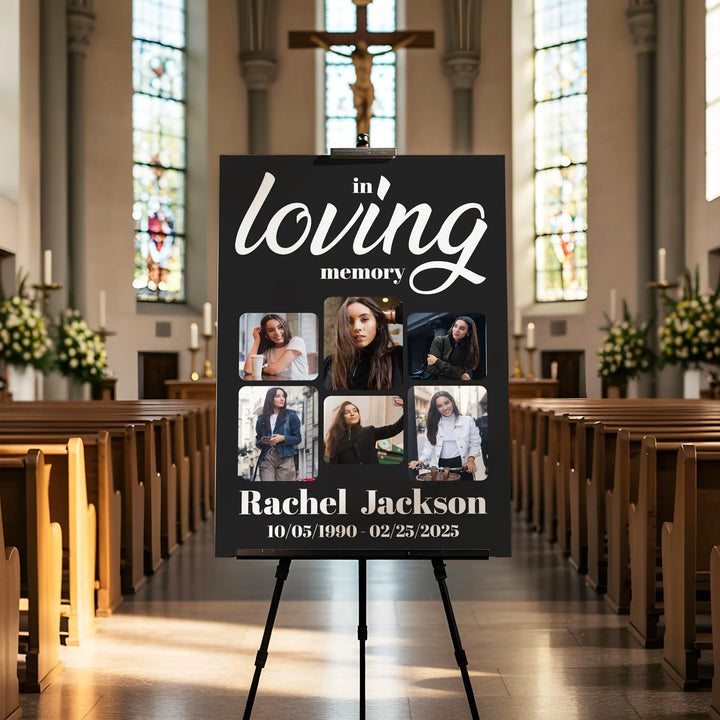 In Loving Memory Photo Collage Poster – Personalized Memorial Tribute with 6 Photos - iCustomLabel