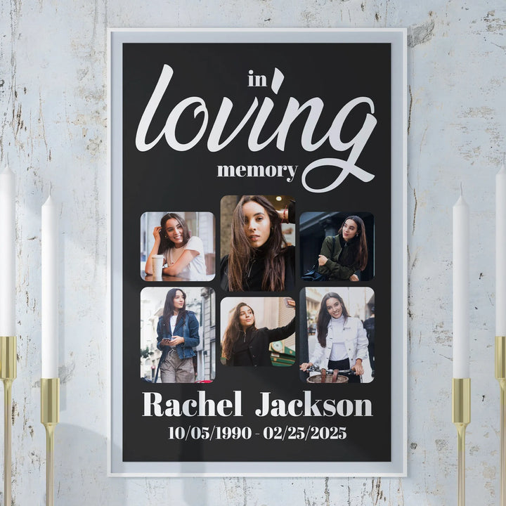 In Loving Memory Photo Collage Poster – Personalized Memorial Tribute with 6 Photos - iCustomLabel
