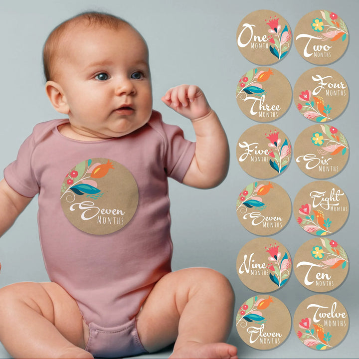 Indie Flower Craft Baby Month Stickers - iCustomLabel