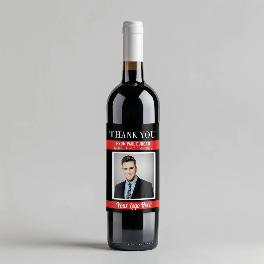 Insurance Black Photo Wine Label - iCustomLabel
