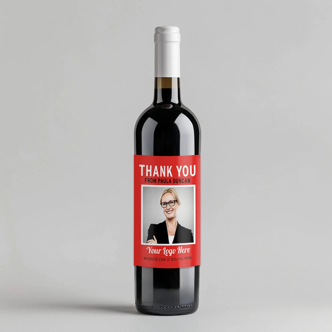 Insurance Red Photo Wine Label - iCustomLabel