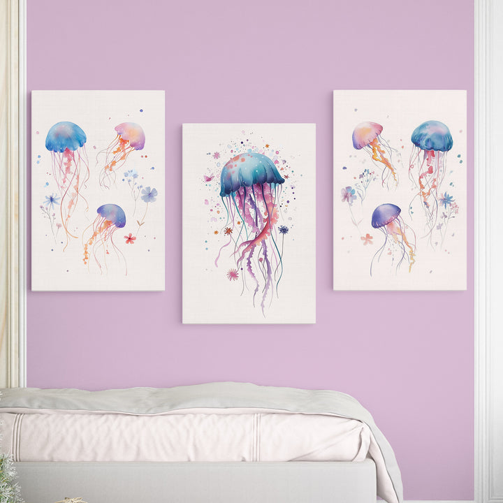 Jellyfish Friends Poster – Whimsical Jellyfish Nursery Wall Art with Watercolor Design - iCustomLabel