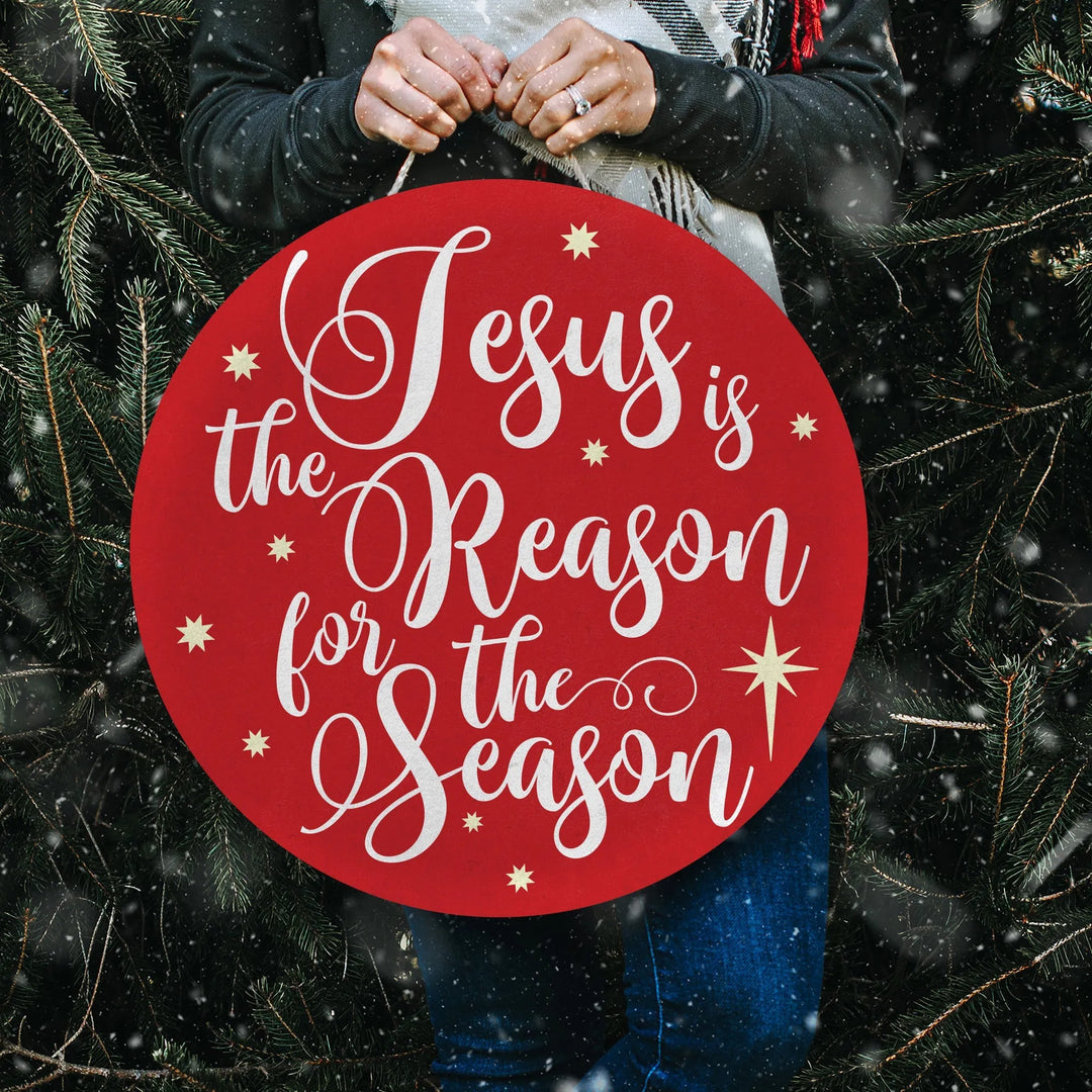 Jesus Is The Reason Red Christmas Door Decorations - iCustomLabel