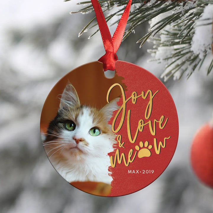 Joy Love Meow Christmas Ornament
