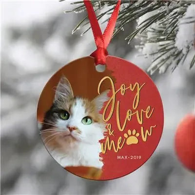 Joy Love Meow Christmas Ornament - iCustomLabel