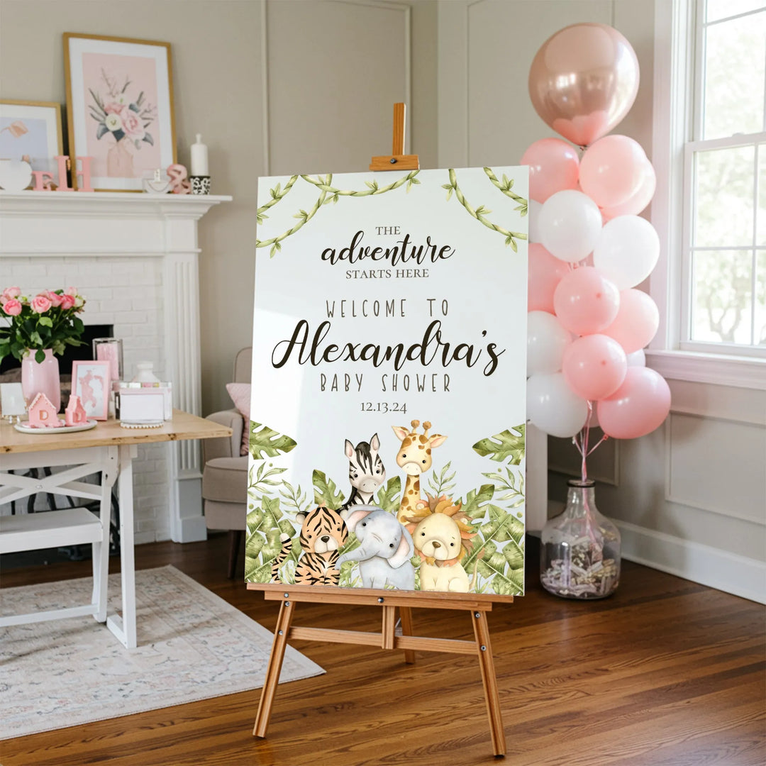 Jungle Animals Baby Shower Sign - iCustomLabel