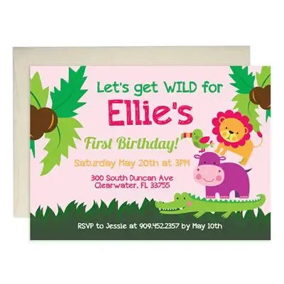 Jungle Girl Birthday Invitations - iCustomLabel