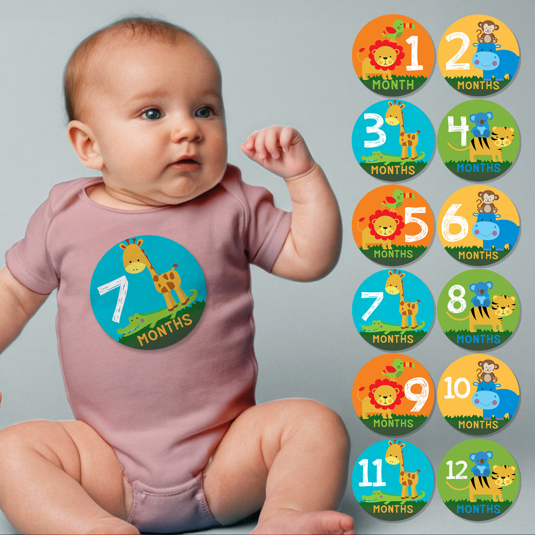 Jungle Safari Baby Month Stickers - iCustomLabel