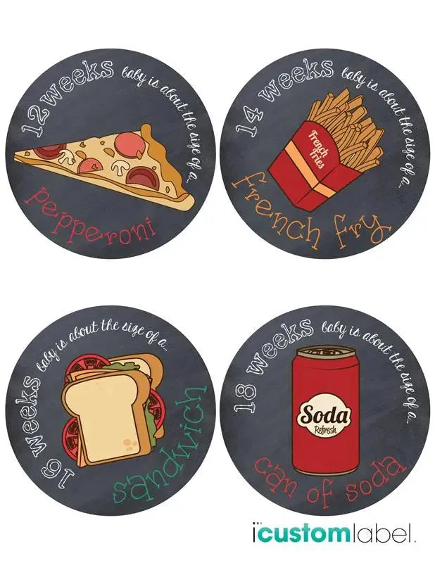 Junk Food Chalk Pregnancy Stickers - iCustomLabel
