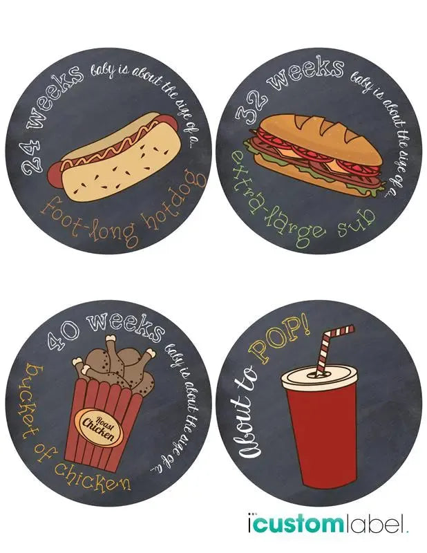Junk Food Chalk Pregnancy Stickers - iCustomLabel