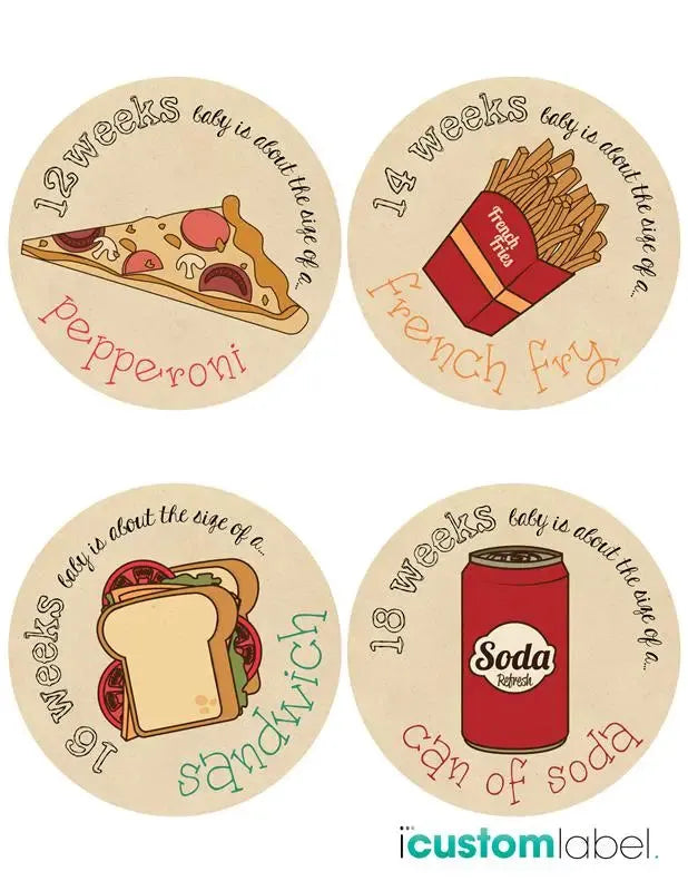 Junk Food Paper Pregnancy Stickers - iCustomLabel