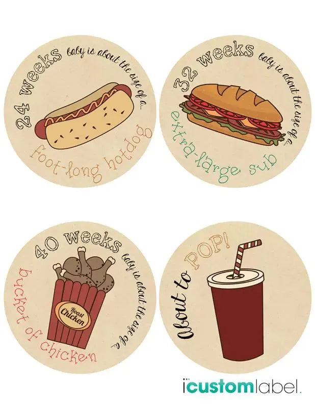 Junk Food Paper Pregnancy Stickers - iCustomLabel