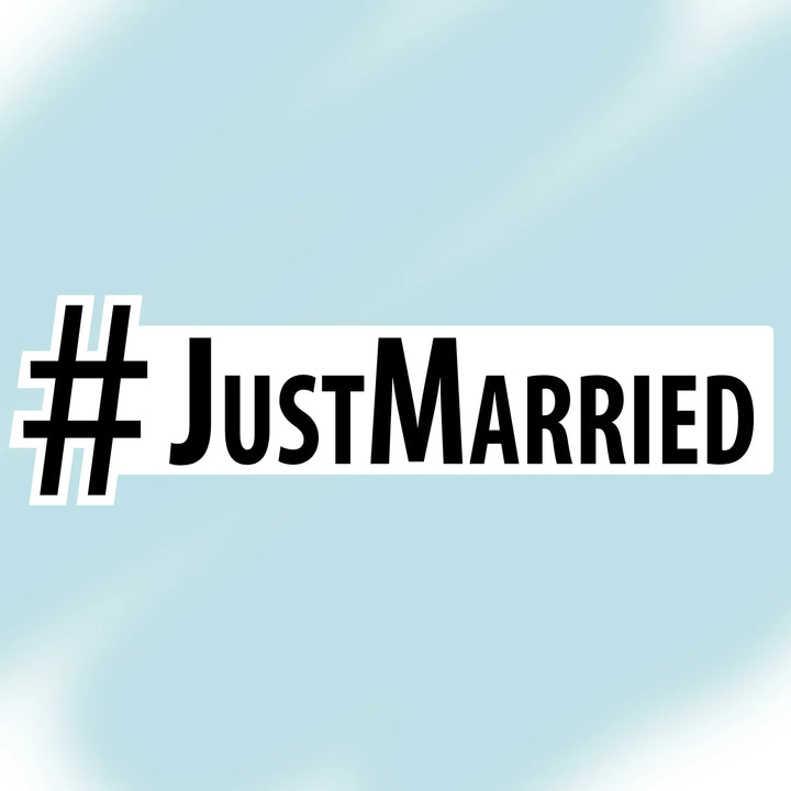 Just Married Hashtag Wood Sign