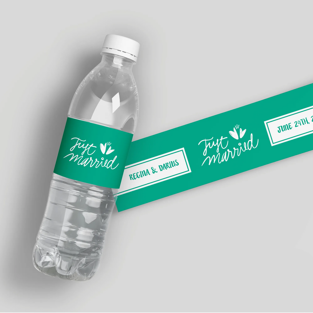 Just Married Water Bottle Labels - iCustomLabel