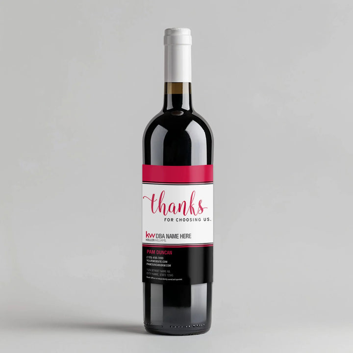 Keller Williams Black Thanks Realtor Wine Label - iCustomLabel