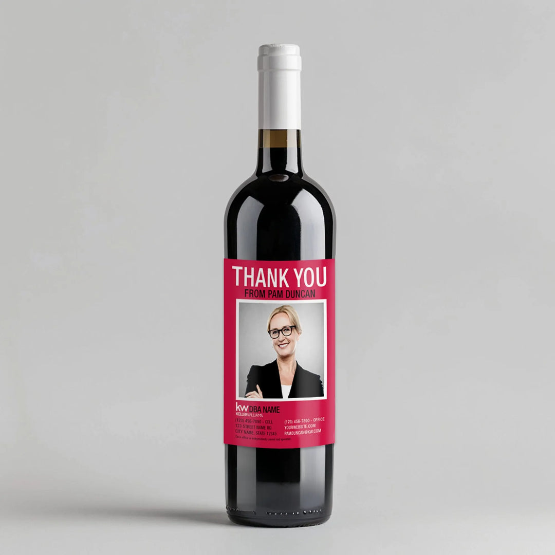 Keller Williams Red Photo Realtor Wine Label - iCustomLabel