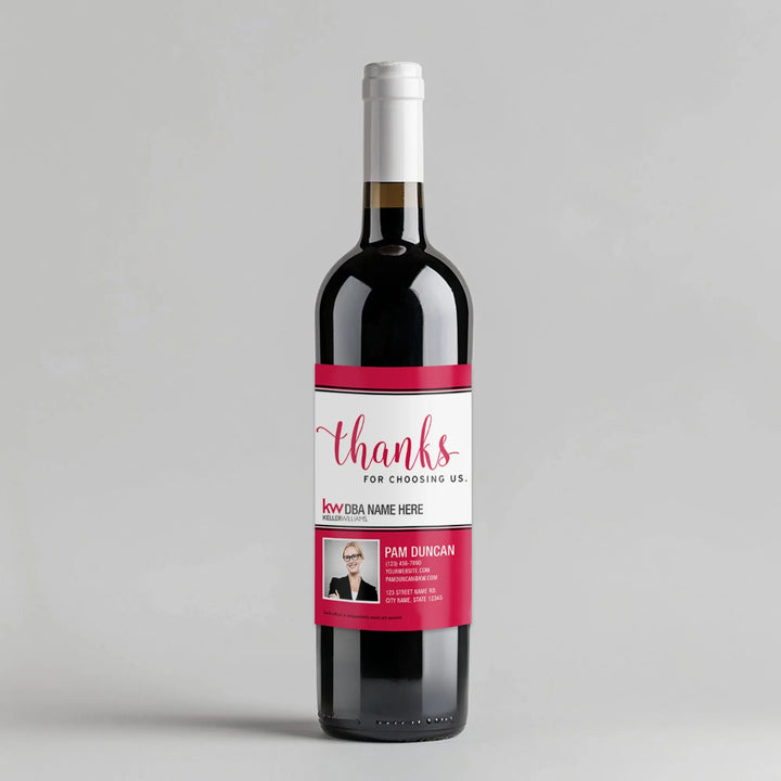 Keller Williams Red Thanks Realtor Wine Label - iCustomLabel