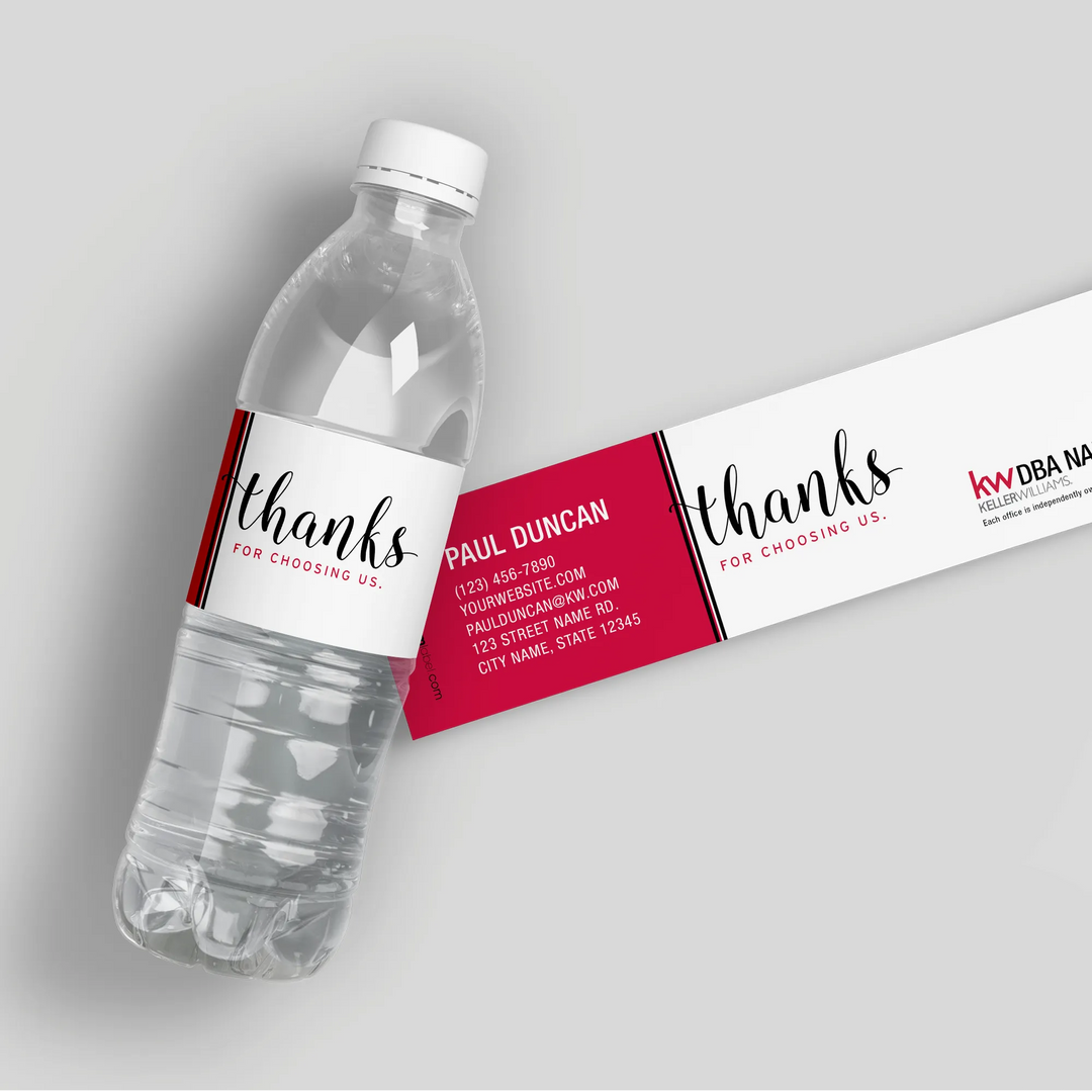 Keller Williams Thanks Water Bottle Labels - iCustomLabel