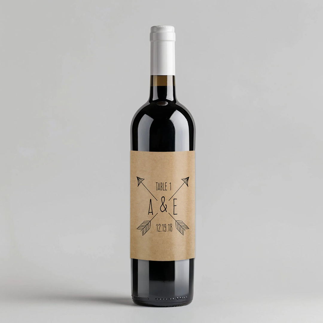 Kraft Paper Arrows Number Table Number Wine Label - iCustomLabel