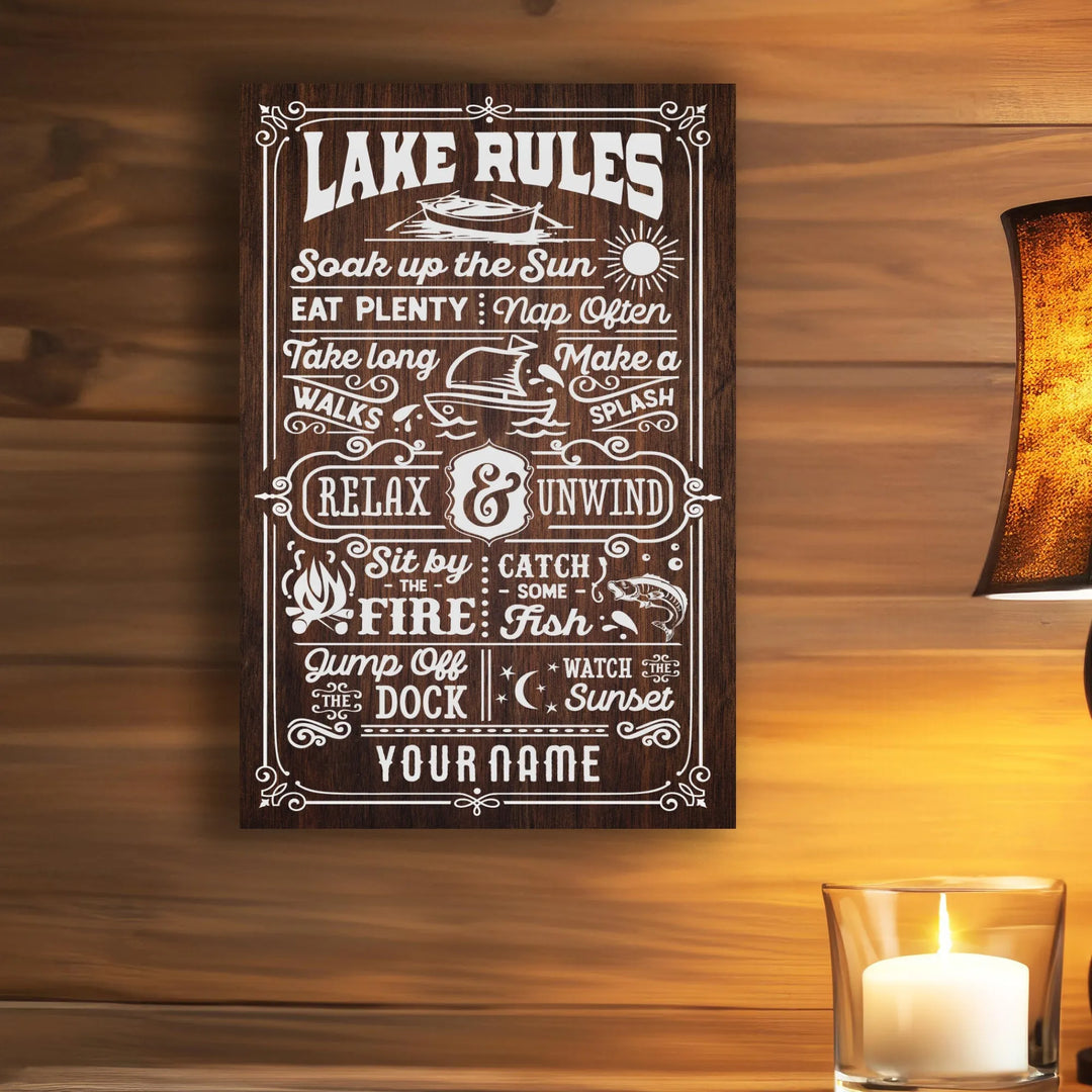 Lake Rules Metal Sign - iCustomLabel