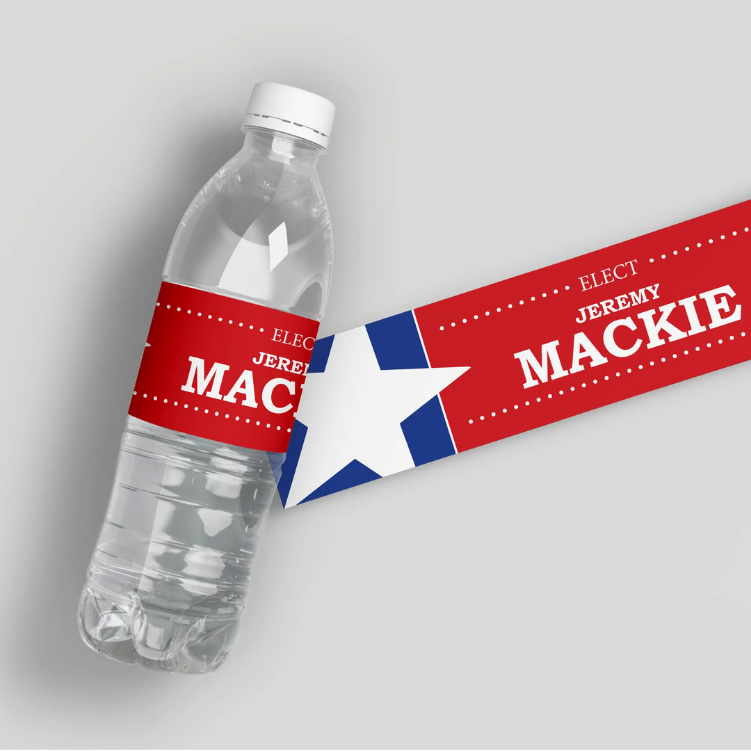 Large Star Political Water Bottle Labels - iCustomLabel