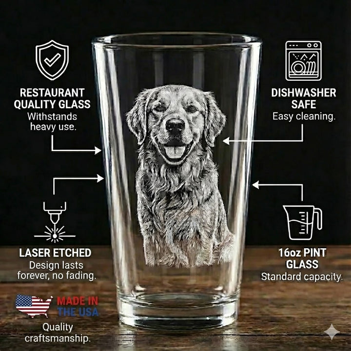 Laser Etched Pet Portrait Pint Glass