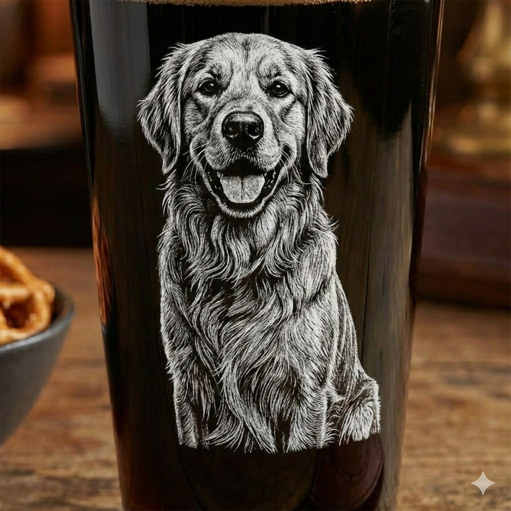 Laser Etched Pet Portrait Pint Glass