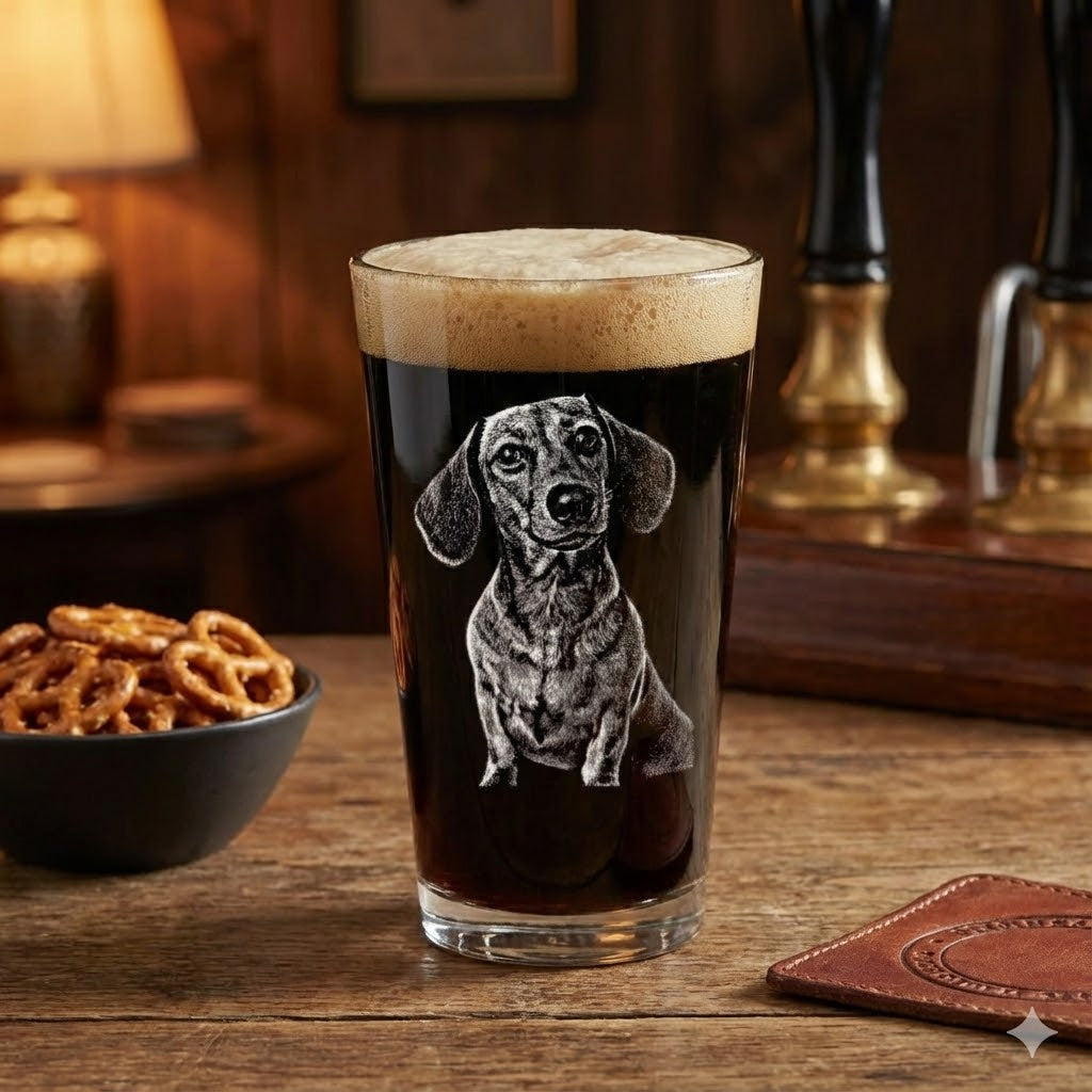 Laser Etched Pet Portrait Pint Glass