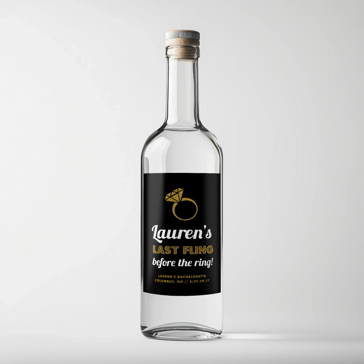 Last Fling Glitter Bachelorette Liquor Label - iCustomLabel