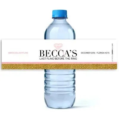 Last Fling Gold Glitter Water Bottle Labels - iCustomLabel