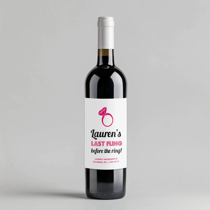 Last Fling Pink Bachelorette Wine Label - iCustomLabel