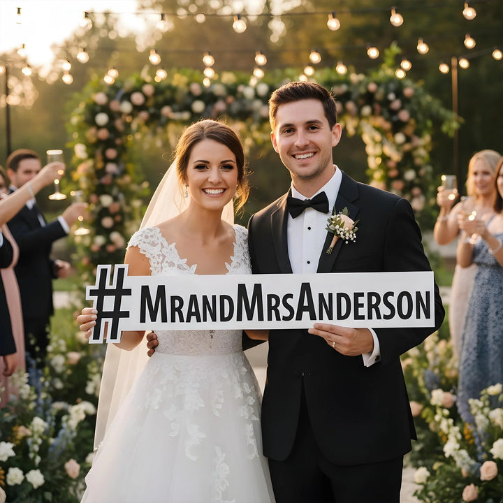 Last Name Hashtag Wood Sign