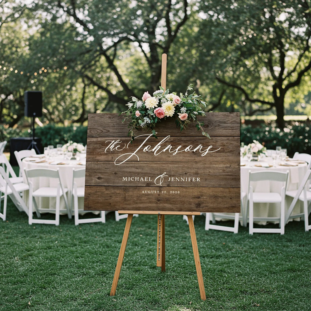 Last Name Wedding Welcome Wood Sign - iCustomLabel