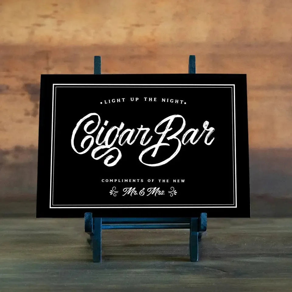 Light Up The Night Cigar Bar Wedding Table Sign - iCustomLabel