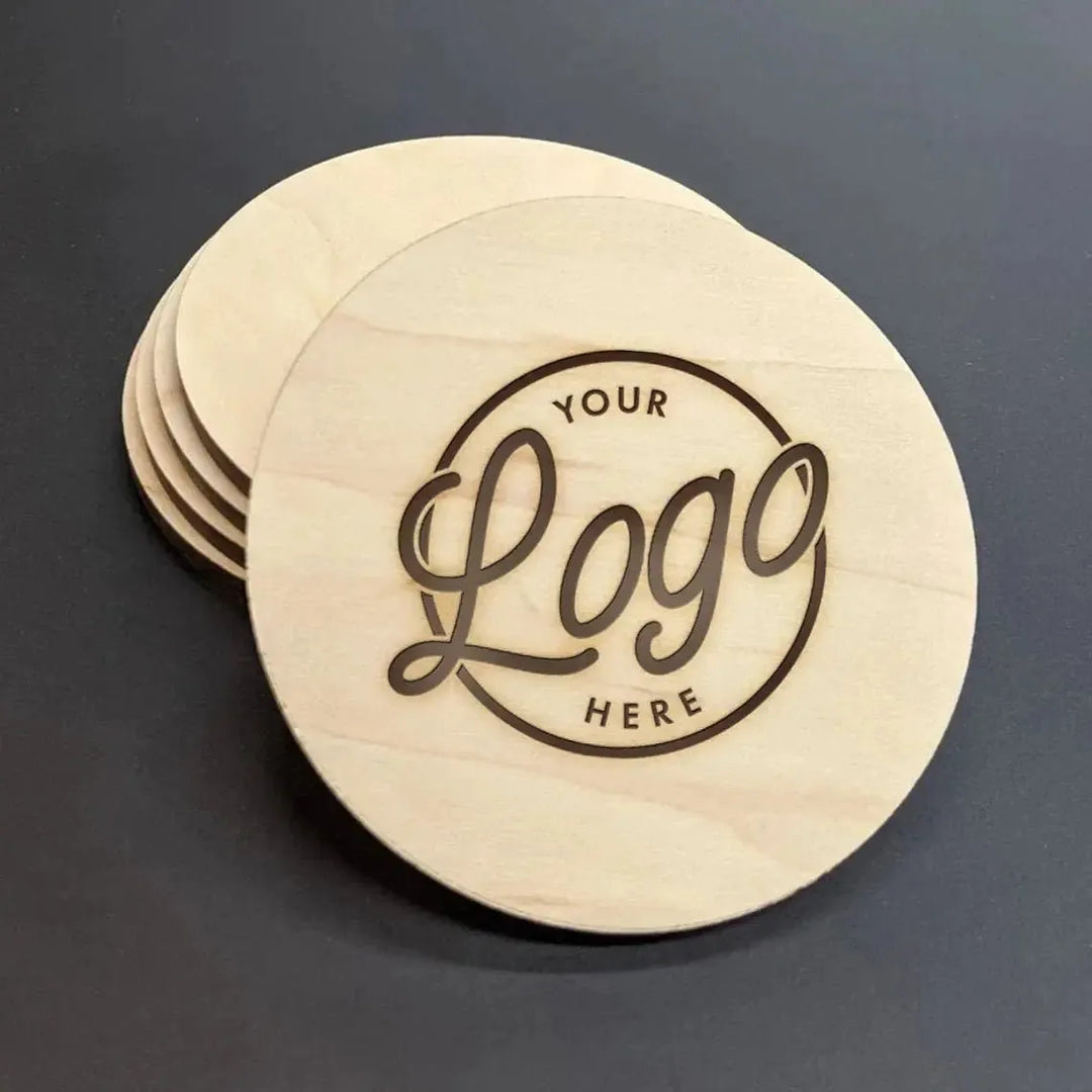 Logo Circle Wood Coasters - iCustomLabel