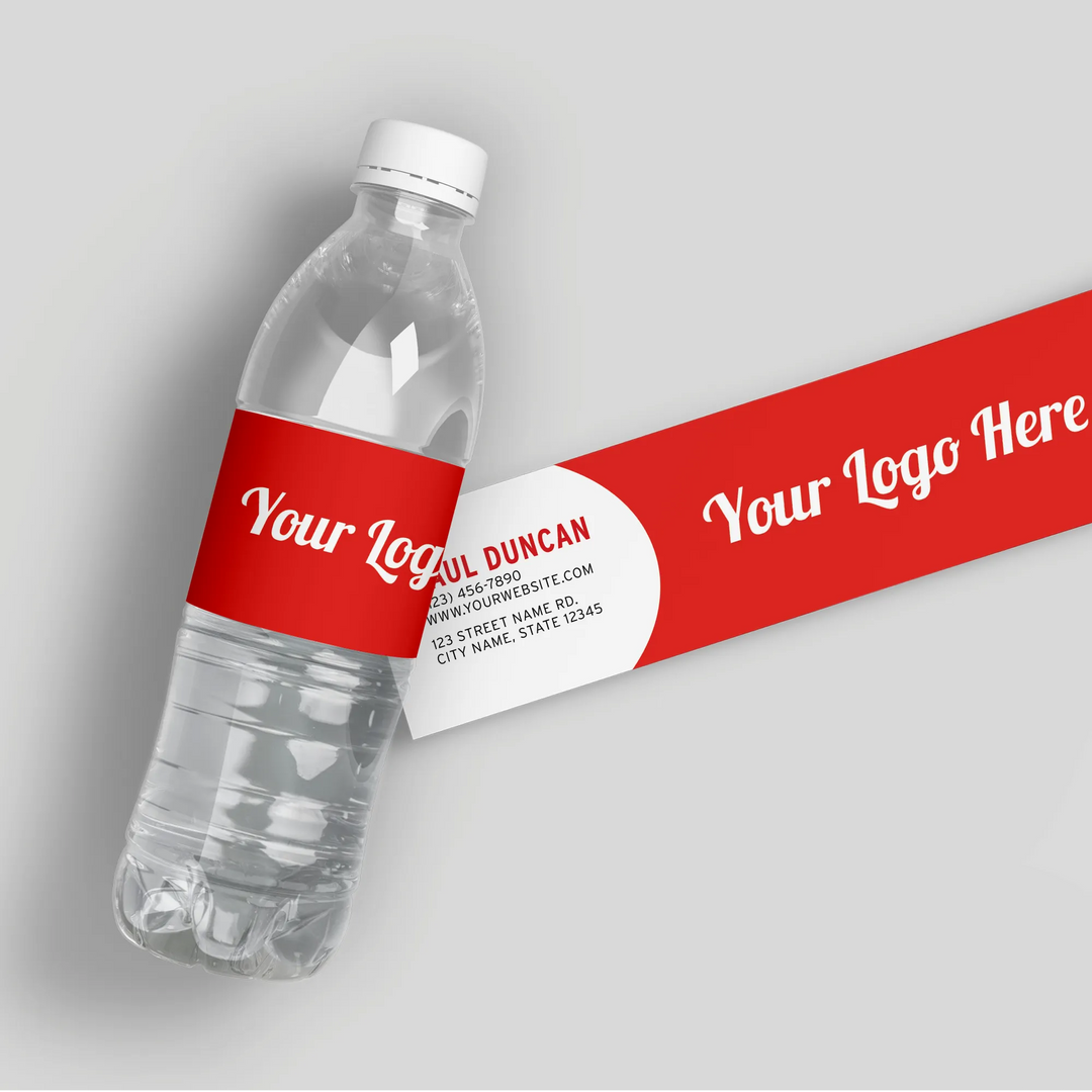 Logo Red Water Bottle Labels - iCustomLabel