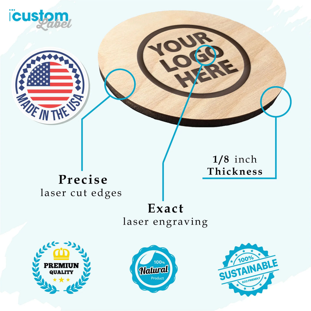 Logo Rounded Square Wood Coasters