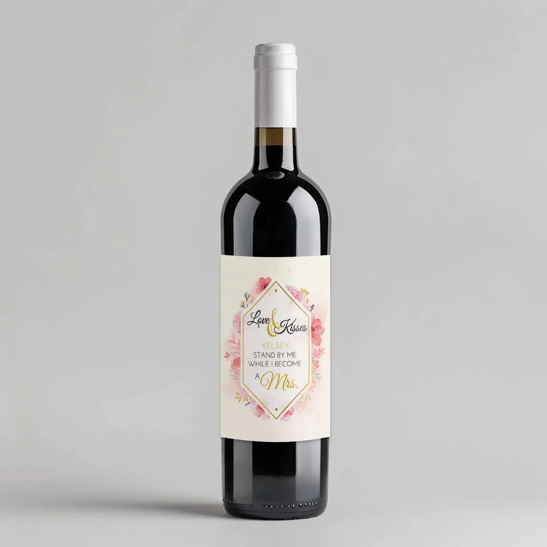 Love Kisses Bridesmaid Wine Label - iCustomLabel