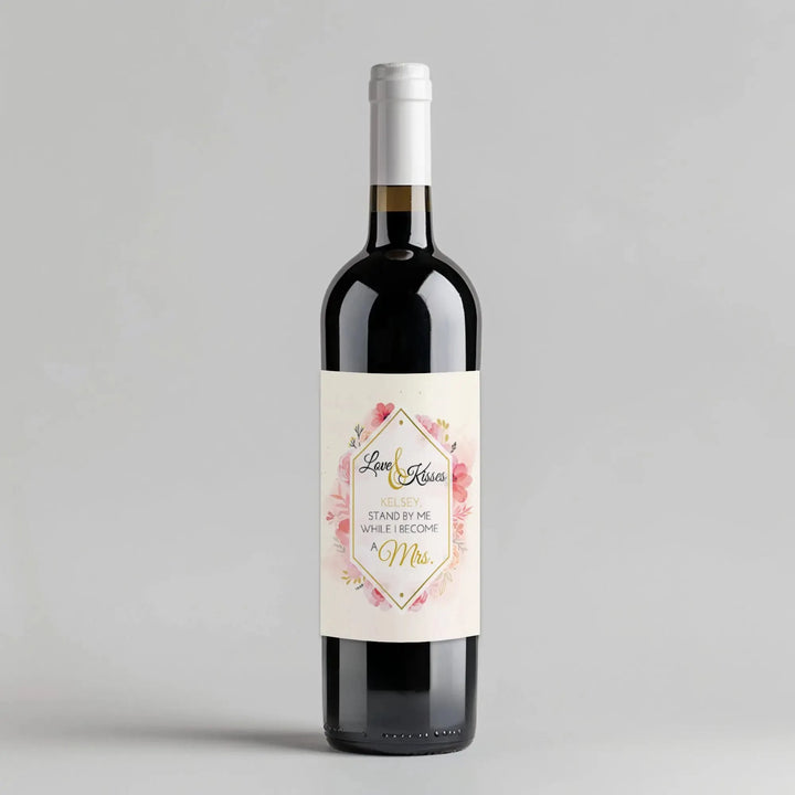 Love Kisses Bridesmaid Wine Label - iCustomLabel