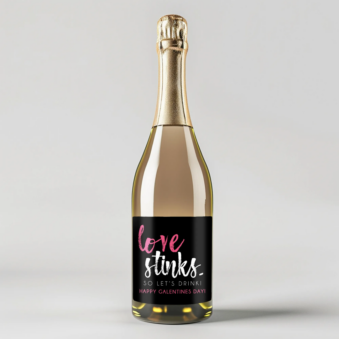 Love Stinks Galentines Champagne Label - iCustomLabel