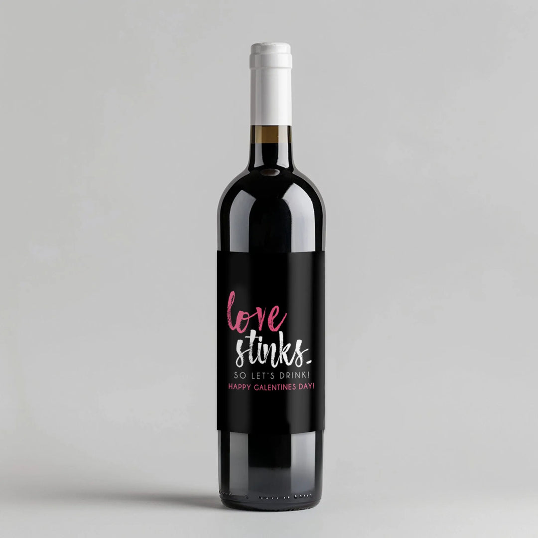 Love Stinks Galentines Day Wine Label - iCustomLabel