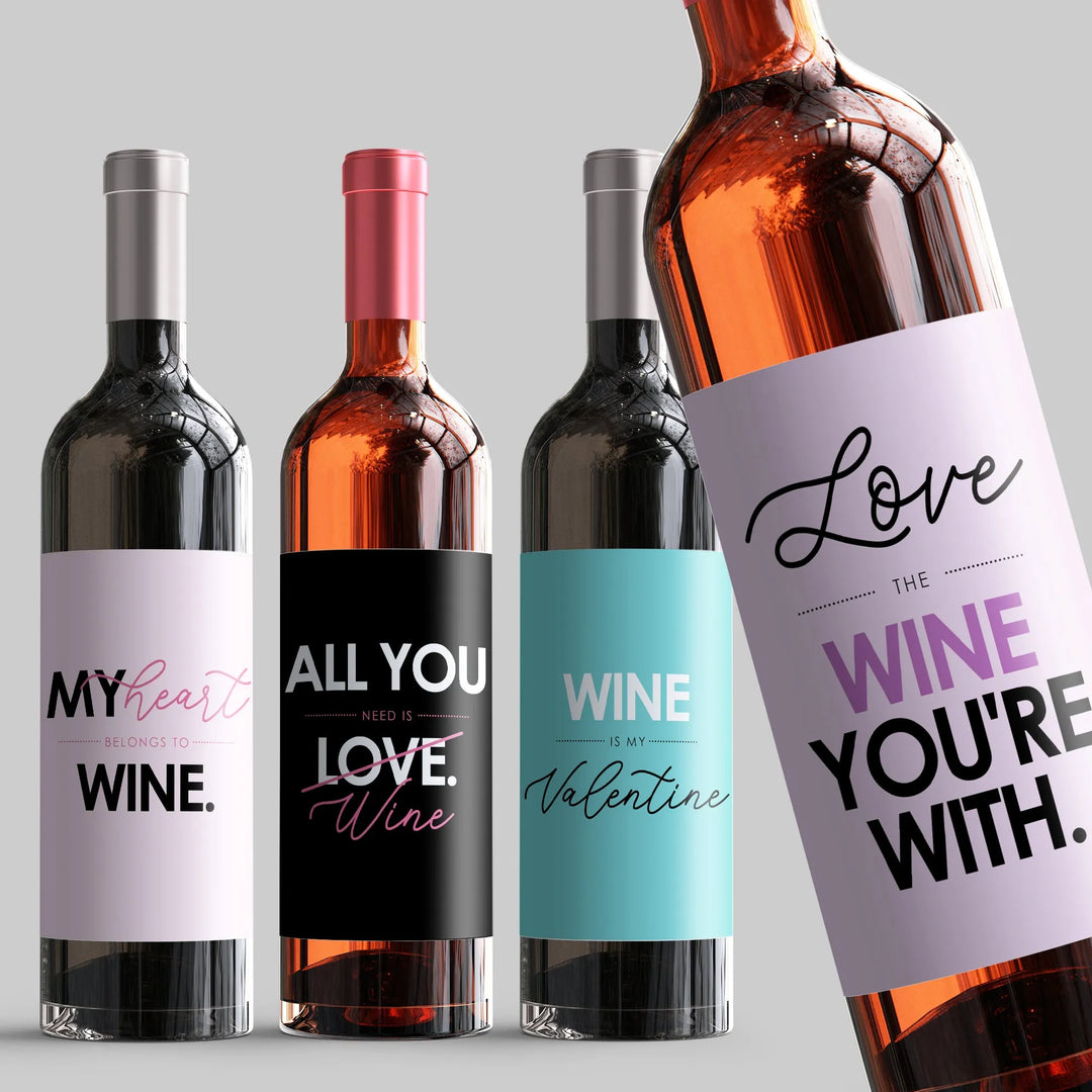 Love Valentine Wine Label Set - iCustomLabel