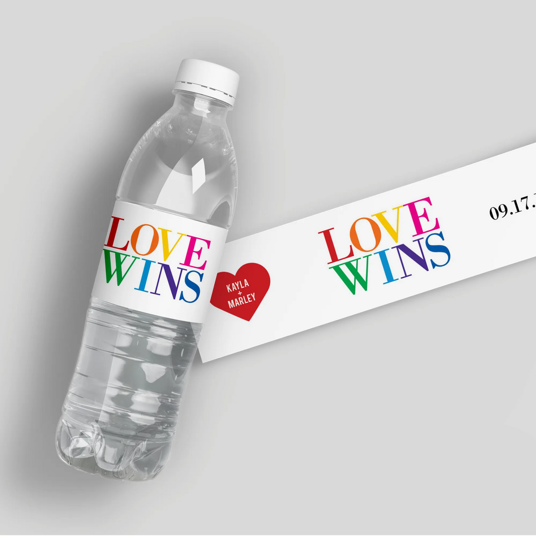 Love Wins Pride Water Bottle Labels - iCustomLabel