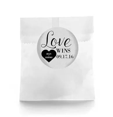 Love Wins Wedding Favor Labels - iCustomLabel