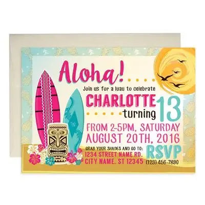 Luau Birthday Invitations - iCustomLabel