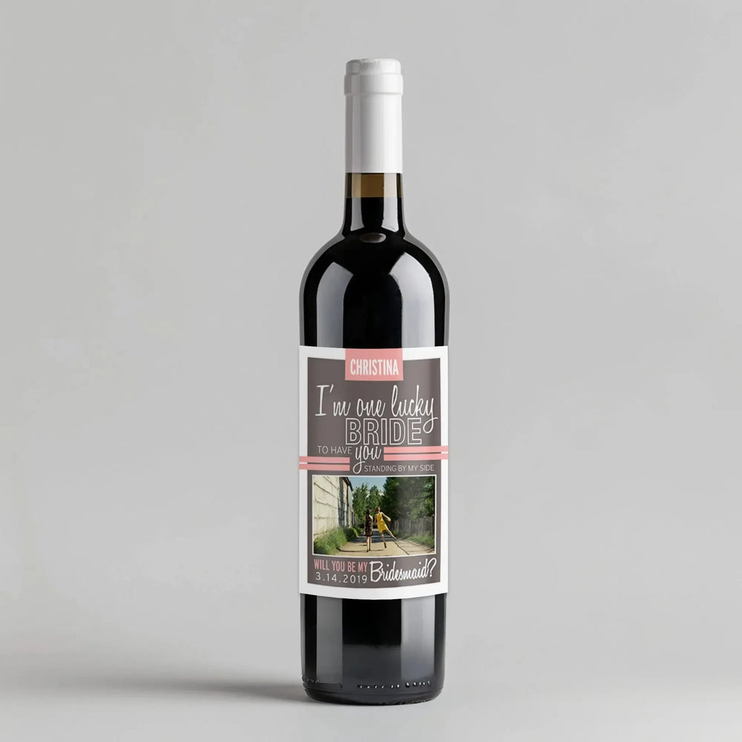 Lucky Bride With Photo Wine Label - iCustomLabel
