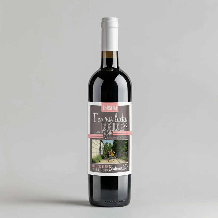 Lucky Bride With Photo Wine Label - iCustomLabel