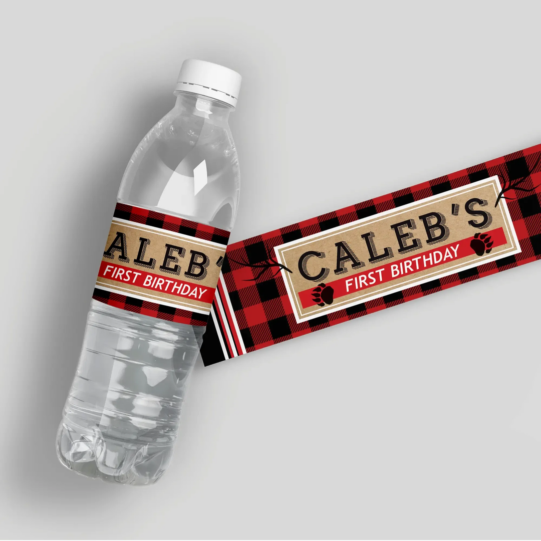 Lumberjack Birthday Water Bottle Labels - iCustomLabel